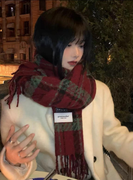 纯色加厚大围巾女款2025冬季新款韩系氛围感秋冬披肩围脖护颈白色|undefined