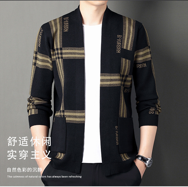 男士针织羊毛衫开衫2025春秋新款韩版修身小西服毛衣潮流休闲外套