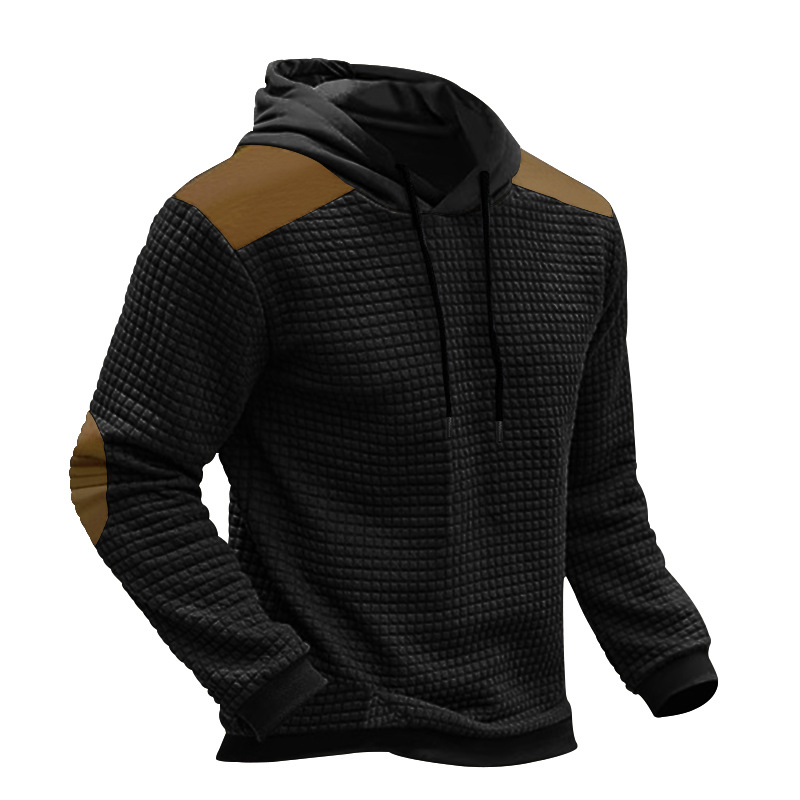 Men's Colour-blocked Jacquard Hoodie Casual Autumn Winter Style_voghion.com