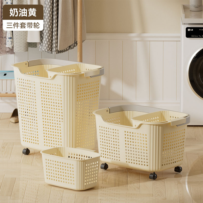 Cesta de ropa sucia con ruedas transfronterizas, cesta de almacenamiento doméstica de gran capacidad, cesta de lavandería de almacenamiento de baño, cesta de ropa sucia de baño