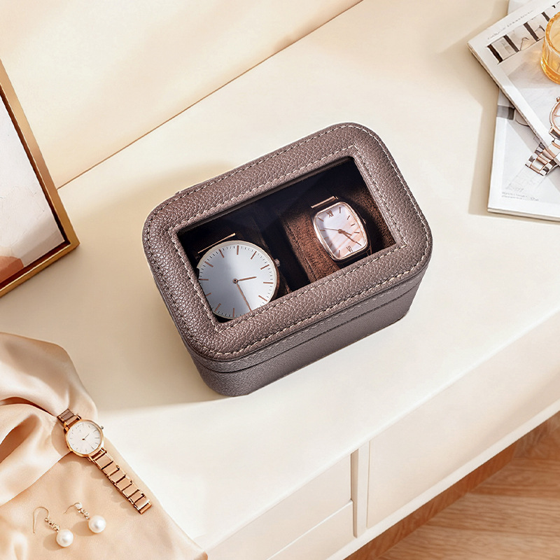 Flip Pu Leather Watch Box 2-Position Transparent Window Jewelry Box Universal Gift Box Watch Jewelry Storage Box Amazon