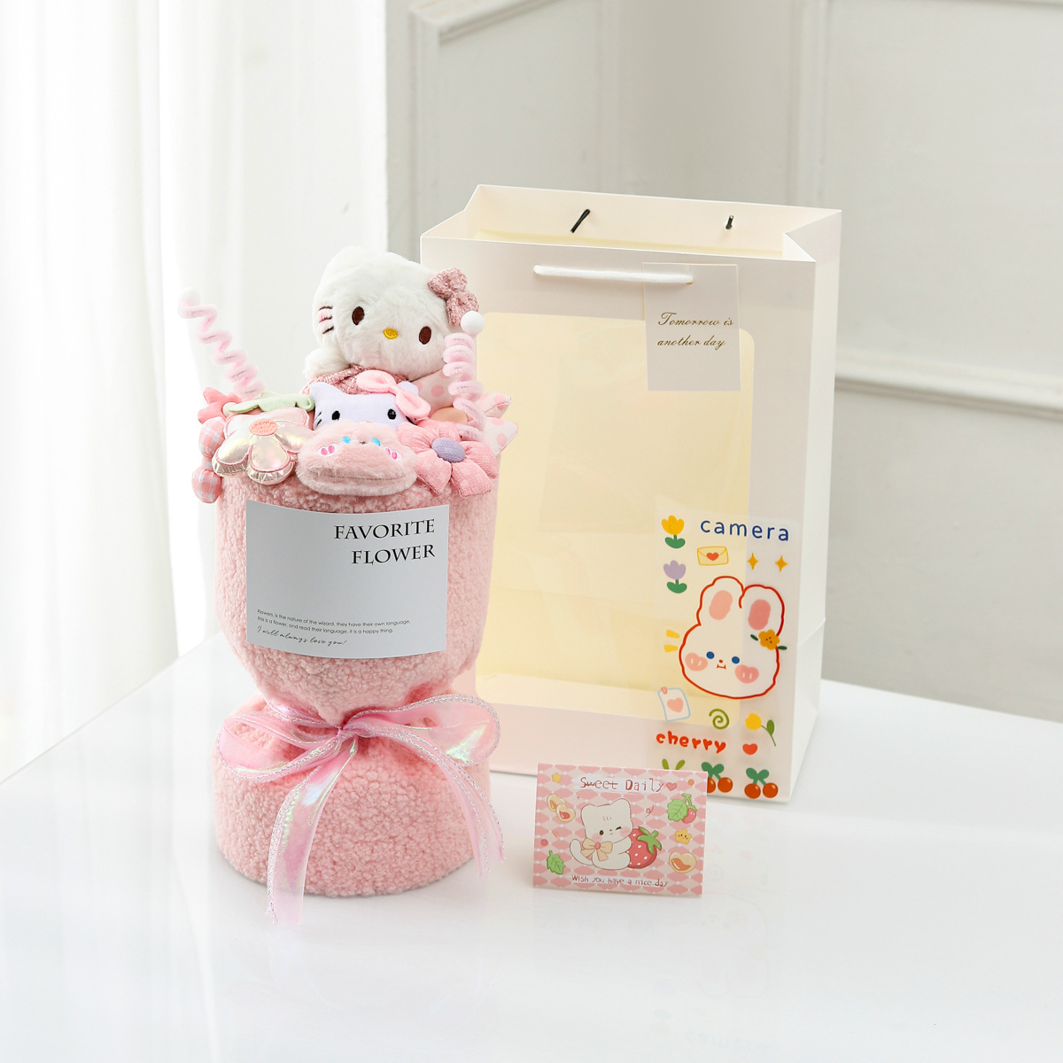 핑크 KT 고양이 샤넬 꽃