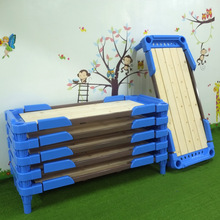 佰尔斯厂家批发幼儿园塑料木板床加厚儿童午睡床加扶手叠叠床