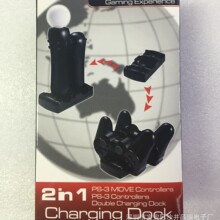 PS3无线手柄充电器 PS3 MOVE体感手柄USB双座充 二合一带充电线