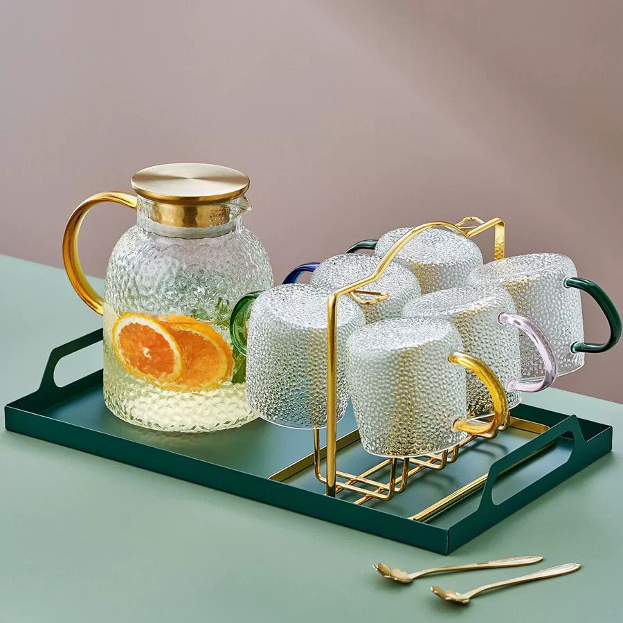 Glass capacious teapot, set, increased thickness