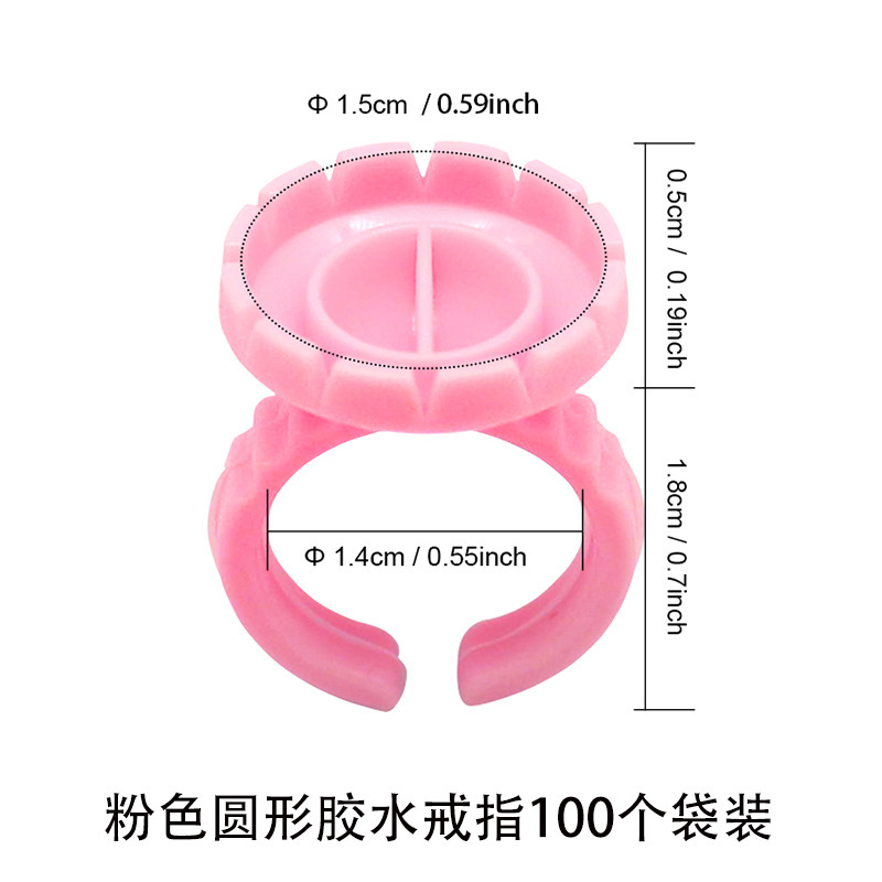 Fábrica de injerto de pestañas florecer taza de cristal dividida taza de anillo de pegamento circular en forma de corazón soporte de anillo de pegamento taza al por mayor