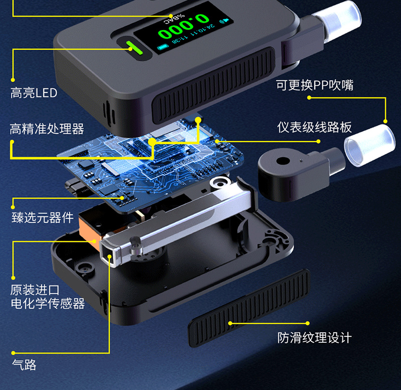 Electrochemical alcohol test detector s + new convenient drunk driving detector cross-border for manufacturers straight hair