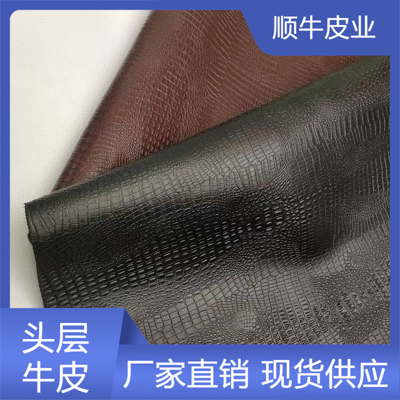 现货供应头层牛皮鳄鱼纹 大鳄鱼 鳄鱼头牛皮 手机壳 箱包真皮皮料