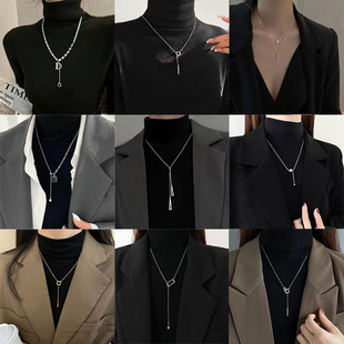 Simple design sweater necklace for women high-end long necklace niche temperament double-layer sweater chain jewelry wholesale