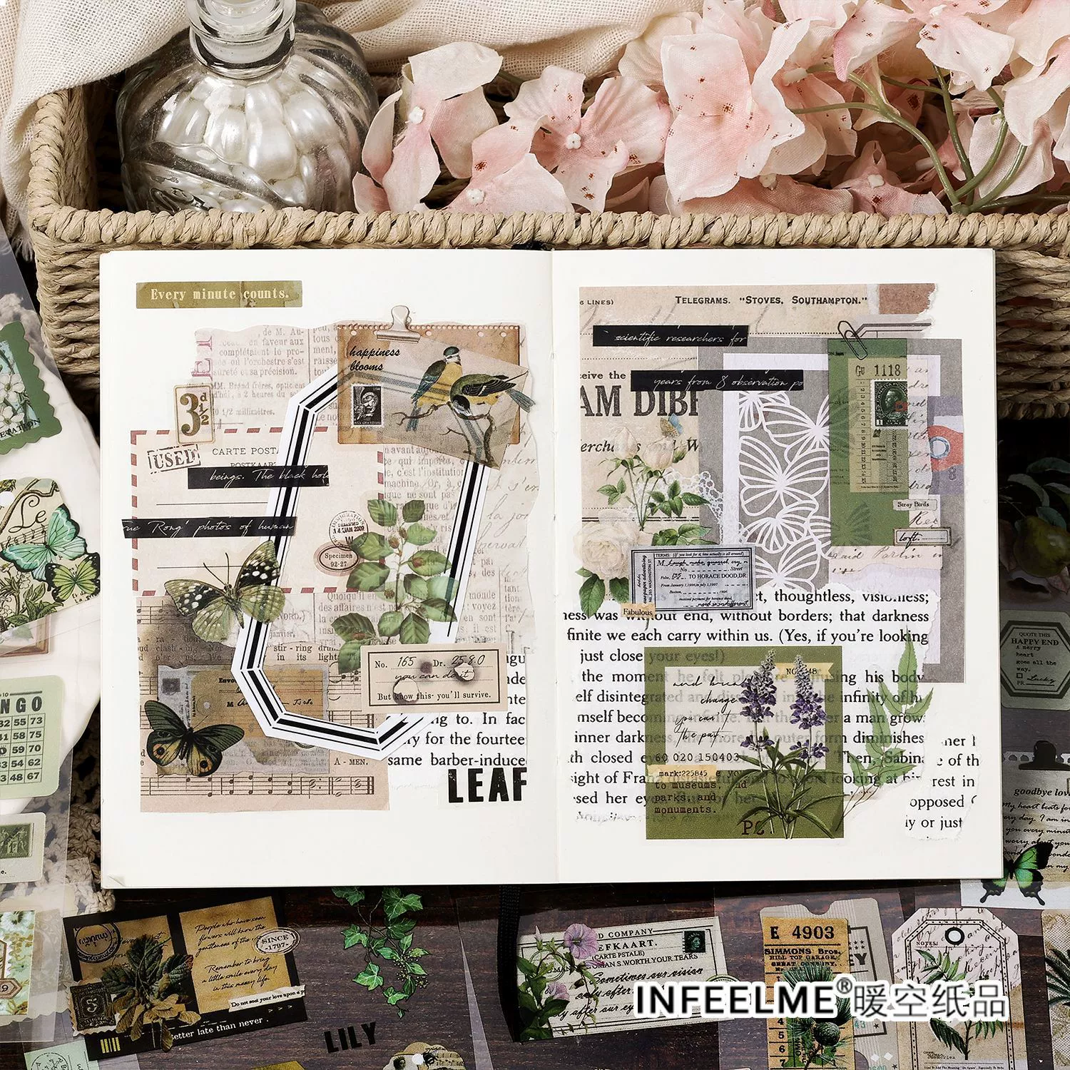 Наклейки InfeelMePet, серия Flower John Shengge, декоративный материал растение, почтовые 20 штук