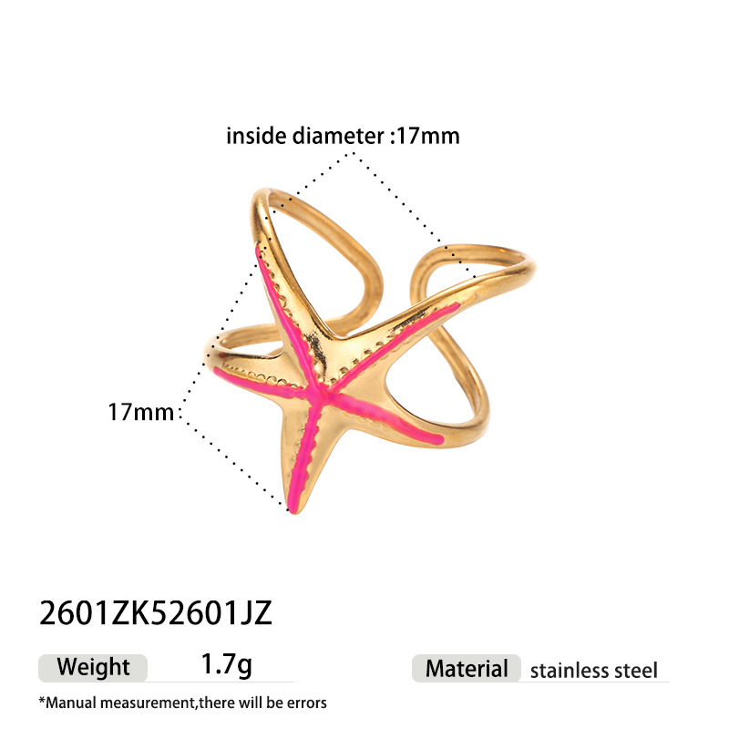 Tina Europa y los Estados Unidos transfronterizos lujo ligero anillo de estrella de mar nicho de diseño de goteo de aceite serie de joyas de mano para mujeres al por mayor
