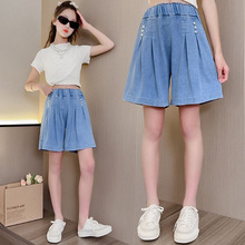 新款夏季儿童短裤外穿洋气薄牛仔裤女五分大童纯色百搭天丝裙裤子