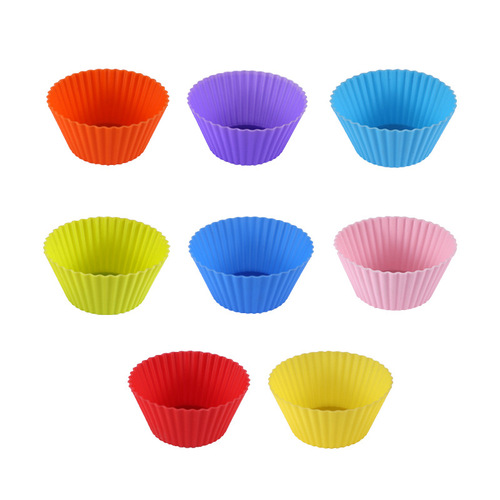 Silicone mold household high temperature resistant handmade creative cake pudding muffin cup candy round puff baking tool