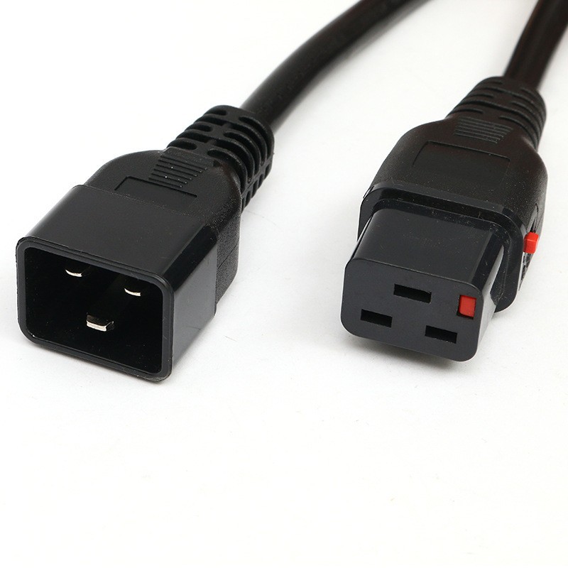 直销大功率带锁C19转C20横孔品字尾插头 C13对C14电源线