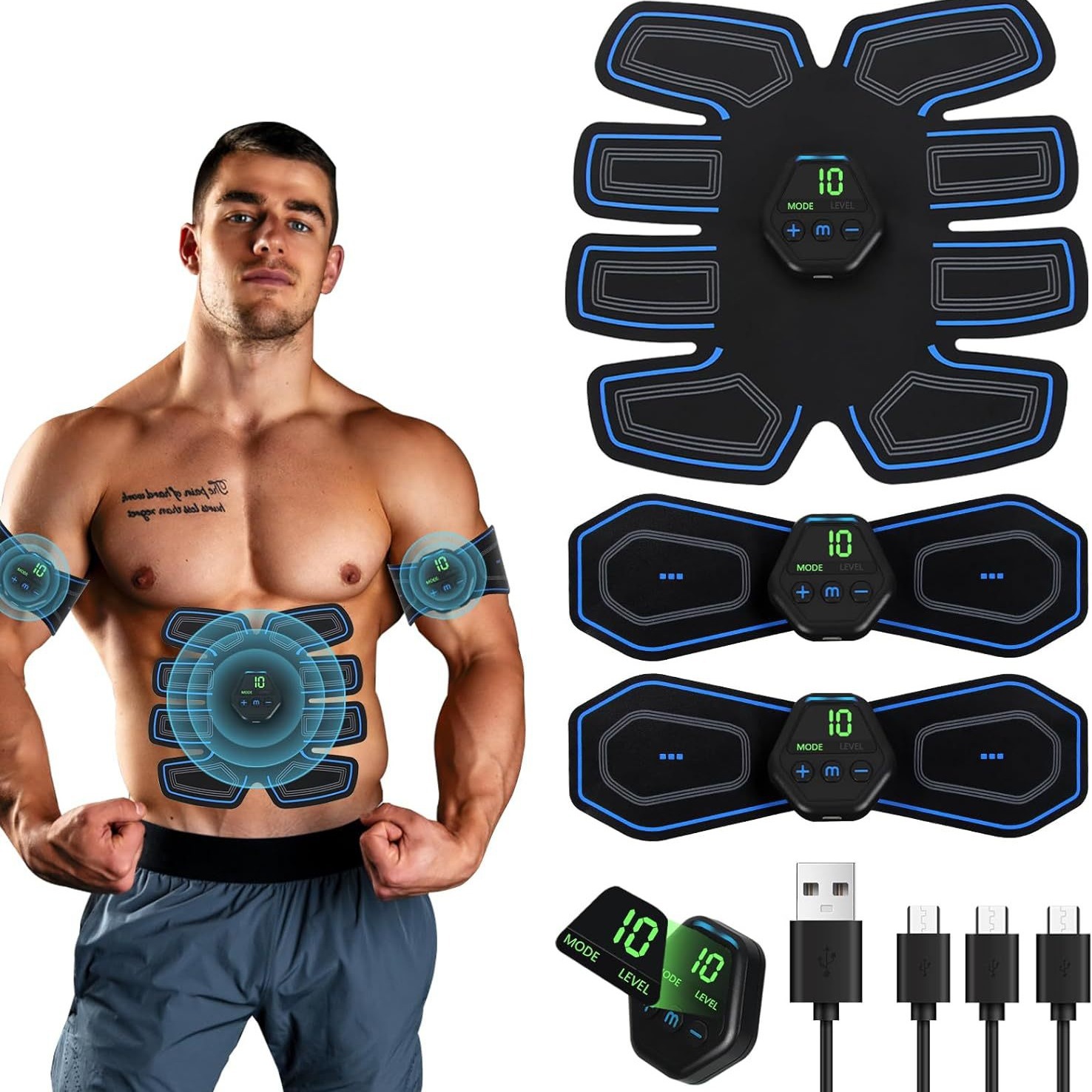 欧美跨境智能健身仪健腹贴 厂家腹肌肌肉训练按摩脉冲懒人健腹器