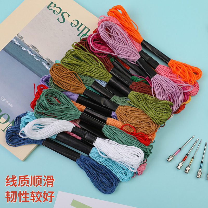 Hilo de punto de cruz de 42 colores, hilo de bordado de poliéster y algodón, bordado puntual, bordado de punto, bordado de punto de cruz