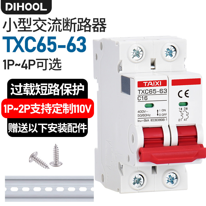 TXC65 micro interruptor 110V estándar doméstico DZ47-63A interruptor de aire pequeño fusible inteligente image 1