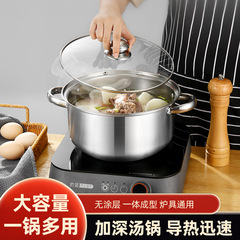 Factory Directly Supplied Stainless Steel Soup Pot Household Small Soup Pot Dual Handle Induction Cooker Pot New Year Red Bank Insurance Gift Pot