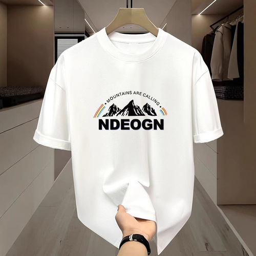 Men's Heavyweight Pure Cotton Short Sleeve Icy Cool American Streetwear Anime Summer Ice Silk Half-Sleeve T-Shirt