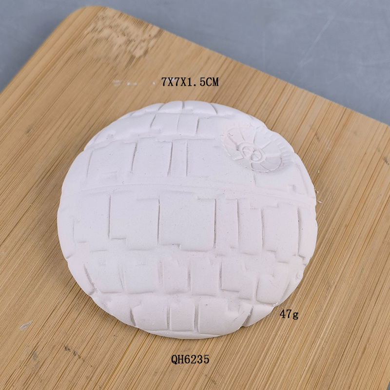 Pintado a mano cerámica creativa bricolaje blanco samurai imán decoración cafetería artesanía de cerámica decoración del hogar personalizada