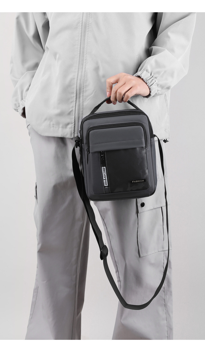Men's trendy and simple single-shoulder bag, nylon waterproof casual crossbody bag, cash register outdoor travel bag factory direct sales undefined