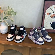 冬款儿童卡通高帮运动鞋拼色魔术贴男女童休闲鞋软底时尚轻便潮鞋