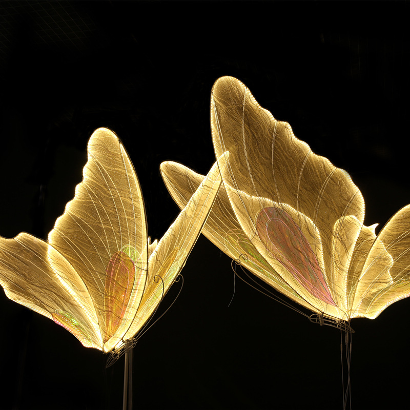 批發婚慶道具鐵藝發光蝴蝶掛件吊頂裝飾 婚禮T台路引迎賓舞台吊燈