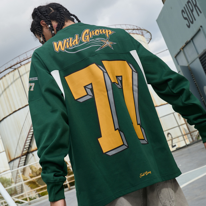 WILDX "77 Pulse 1.0" American Ice Hockey Suit Original Retro Rugby Couple National Fashion Long Sleeve Sweat