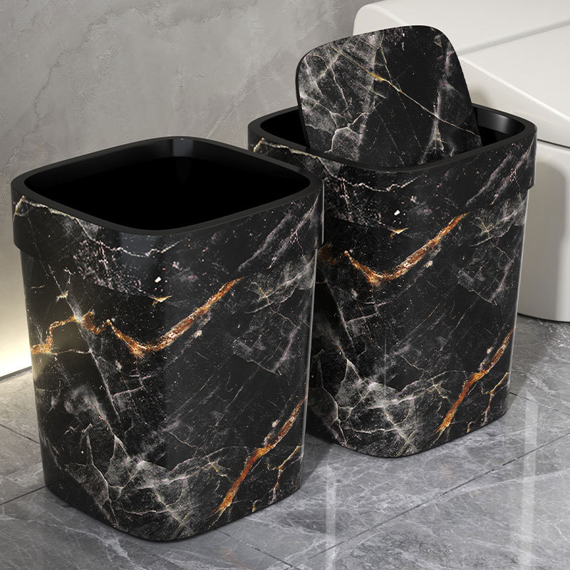 Creative High-Looking Household Marble Square Trash Can, Accessible Luxury and High-End Sense, Large-Capacity Living Room and Bedroom Paper Basket Creative High-Looking Household Marble Square Trash Can, Accessible Luxury and High-End Sense, Large-Capacity Living Room and Bedroom Paper Basket