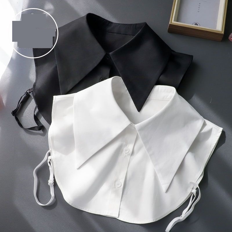 Fake collar autumn and winter new women's cotton all-match shirt collar decorative clothes inner suit down jacket anti-dirty solid color White