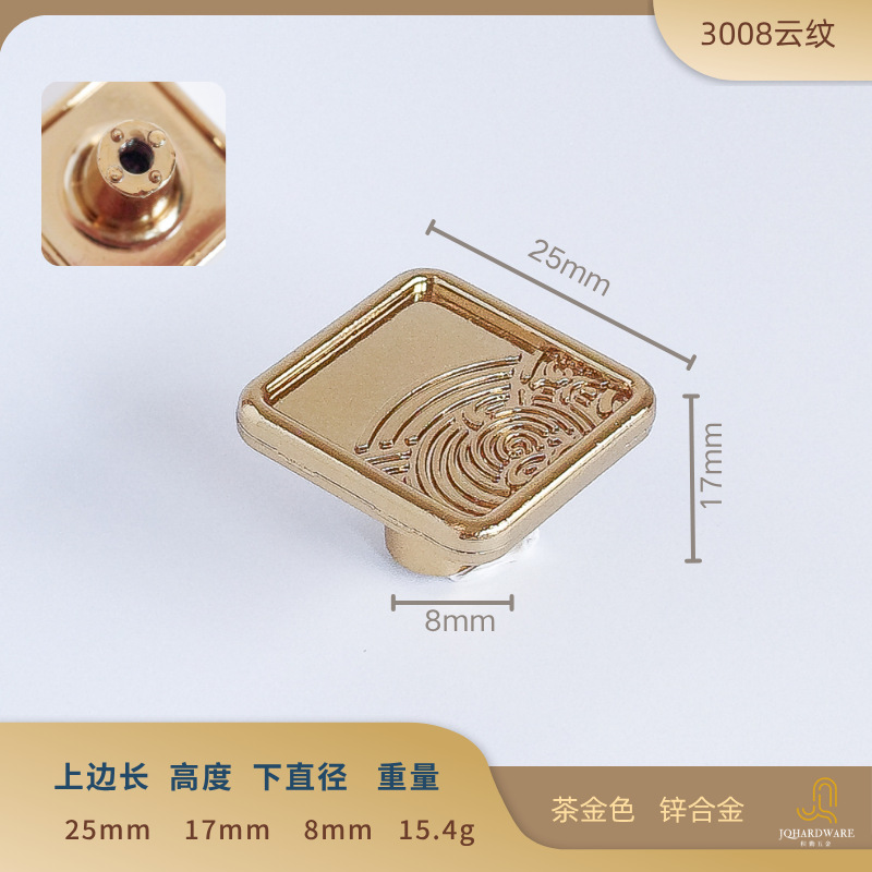 厂家新中式浮雕中古黄铜单孔茶色拉手荷花书衣药柜橱锌合金门把手