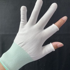 2本指手袋、薄い日焼け止め、通気性のある白いナイロン、速達茶摘み作業場作業用2本指手袋