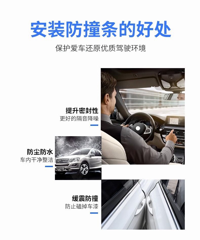 Car Door Anti-Collision Strip, Universal Door Edge Protection Strip, No-Adhesive Door Opening Anti-Scratch and Anti-Bump Adhesive Strip, Decorative Accessories