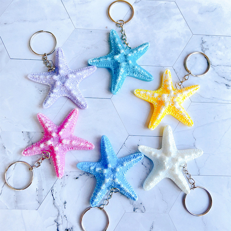 Simulación creativa resina Starfish Shell llavero ornamento bolsa colgante Regalo De vacaciones turístico Scenic Spot regalo