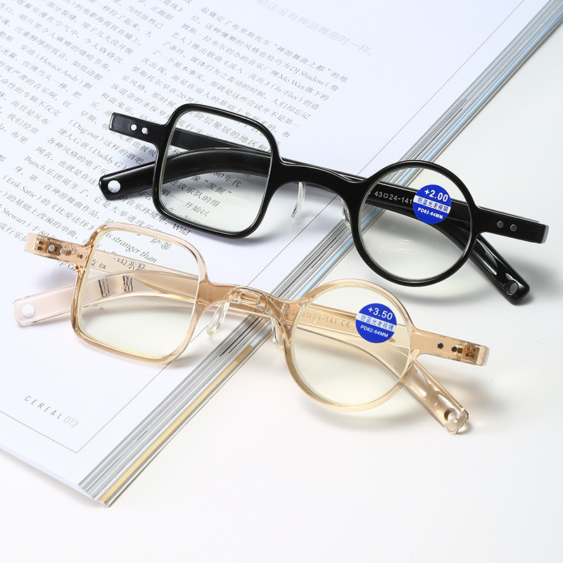 2023 new reading glasses retro beige anti-blue light reading glasses European and American cross-border irregular square round reading glasses 2023 new reading glasses retro beige anti-blue light reading glasses European and American cross-border irregular square round reading glasses