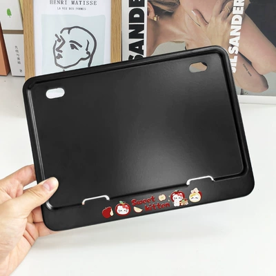 Electric vehicle license plate frame, frame, alloy cartoon design, universal - black-kt