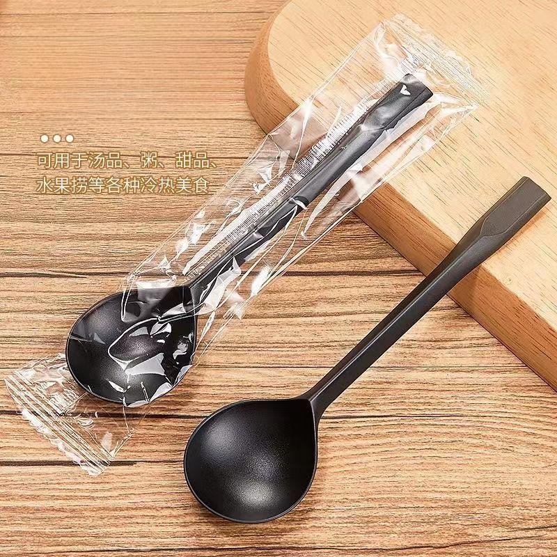 Disposable thickened golden turtle spoon, long-handled spoon for stalls, commercial cheap disposable spoon, simple disposable spoon