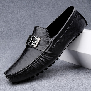 Live explosions bean shoes cross-border plus size lazy shoes driving shoes British casual shoes leather leather men's shoes