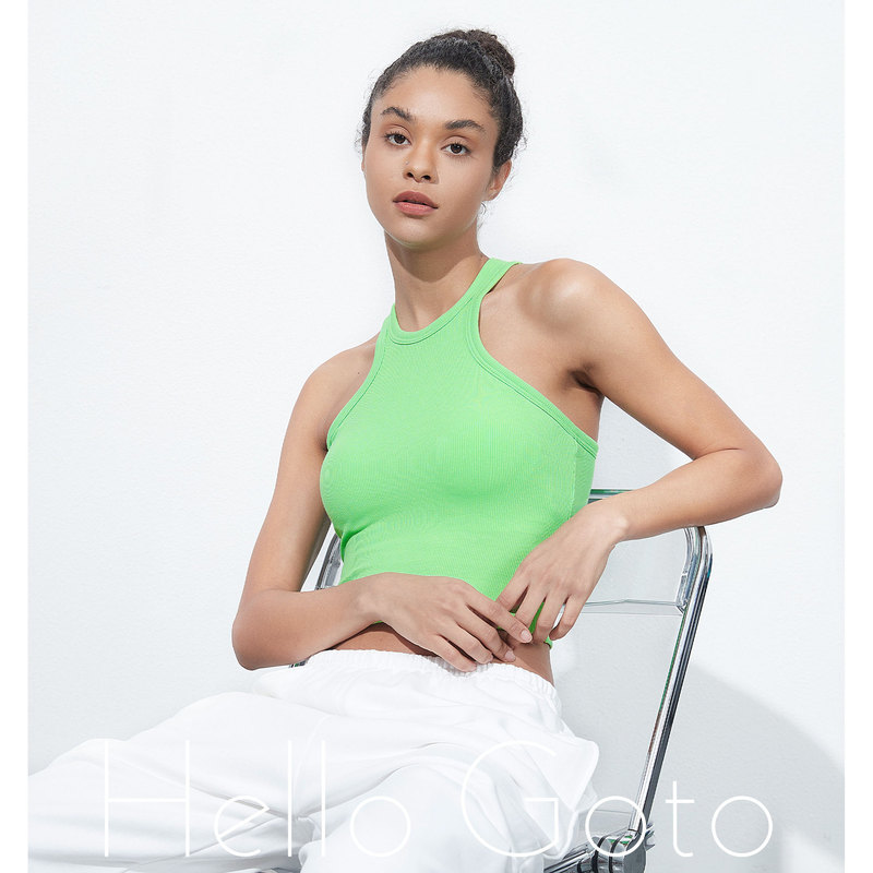 701-1 Deep Shoulder (with Coaster) Summer Short European and American I-shaped Sports Yoga Casual Sexy Vest