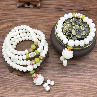 White Jade Bodhi bracelet wholesale 108 Bodhi root multi-circle Lotus beads beads play jewelry bracelet
