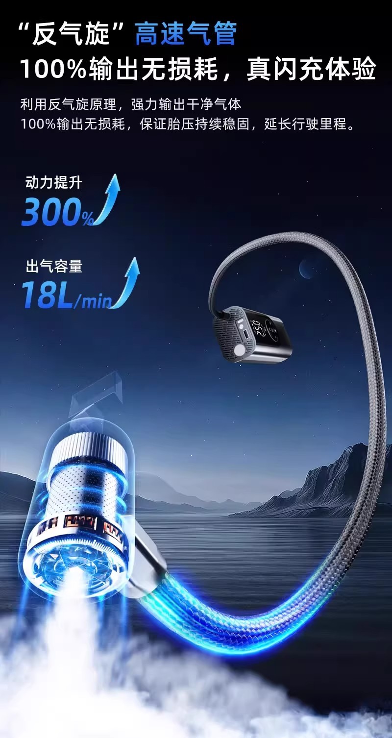 Car Air Pump, Portable Electric Air Pump for Cars, Car Tire Pump with Tire Pressure Measurement, Bicycle Air Pump
