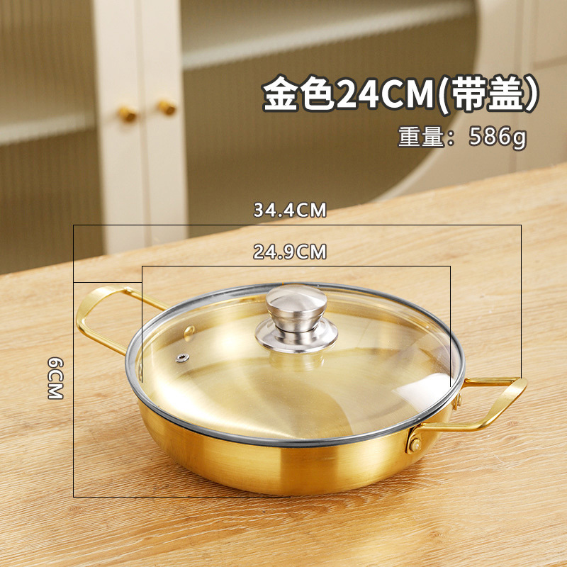 304 ステンレス鋼インスタントラーメンボウル韓国ビビンバ両耳ボウルゴールデン家庭用火傷防止と落下防止冷麺ラーメンボウル米酒|undefined