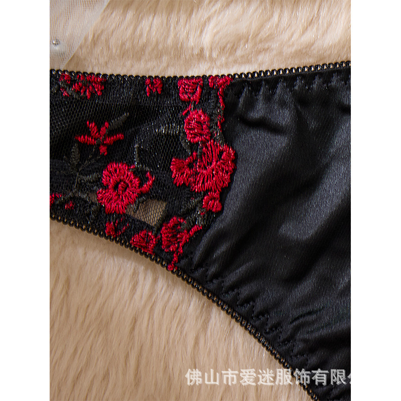 Y当季春夏新款刺绣花朵款日系内衣套装女士上托薄款文胸套装23230|undefined