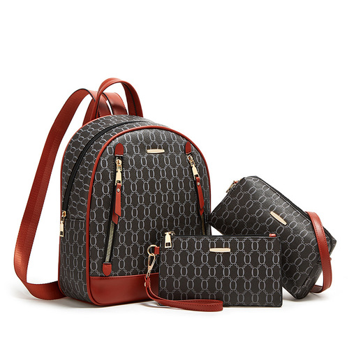 2024 new cross-border fashion Korean style trendy one-shoulder backpack three-way women's bag multi-purpose backpack three-piece set