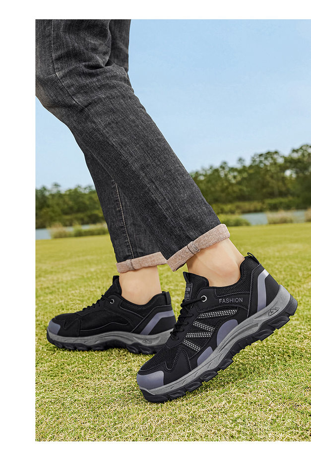 Giày leo núi nam cổ thấp thân lưới thoáng khí, đế cao su chống trượt, gót thấp 1-3 cm — 92343 màu đen, 92343 xám đậm, 92343, màu xanh quân đội chi tiết 14