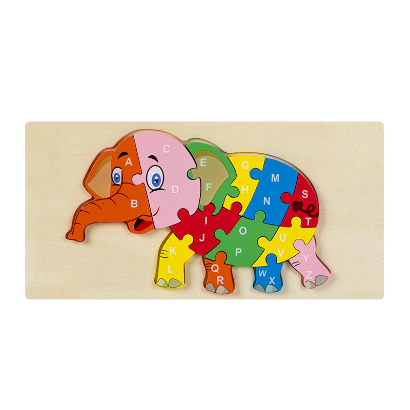Rompecabezas para niños transfronterizos Animales cognitivos digitales dibujos animados rompecabezas tridimensional educación temprana para bebés iluminación juguetes de madera al por mayor