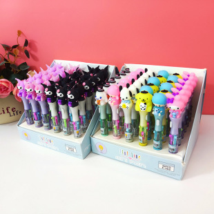 Sanrio Cartoon Doll Lighting 4 Color Ballpoint Pen Kulomi with LED Light Multicolor Colorful Hand Account Pen for Students