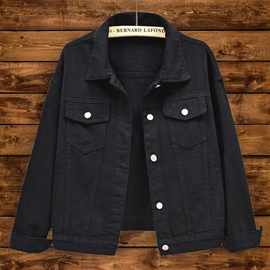 黑色【品牌质保】牛仔外套女修身显瘦不掉色新款外套春季牛仔