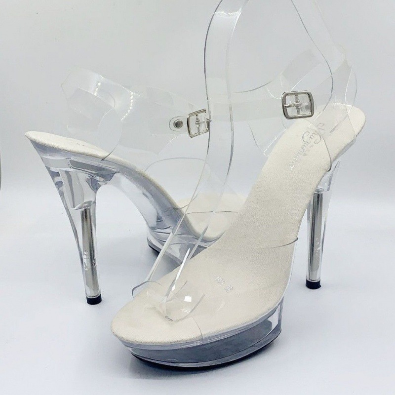 Zapatos de cristal red rojo 15cm sandalias de talón alto zapatos transparentes cos modelo de coche T zapatos de desfile zapatos