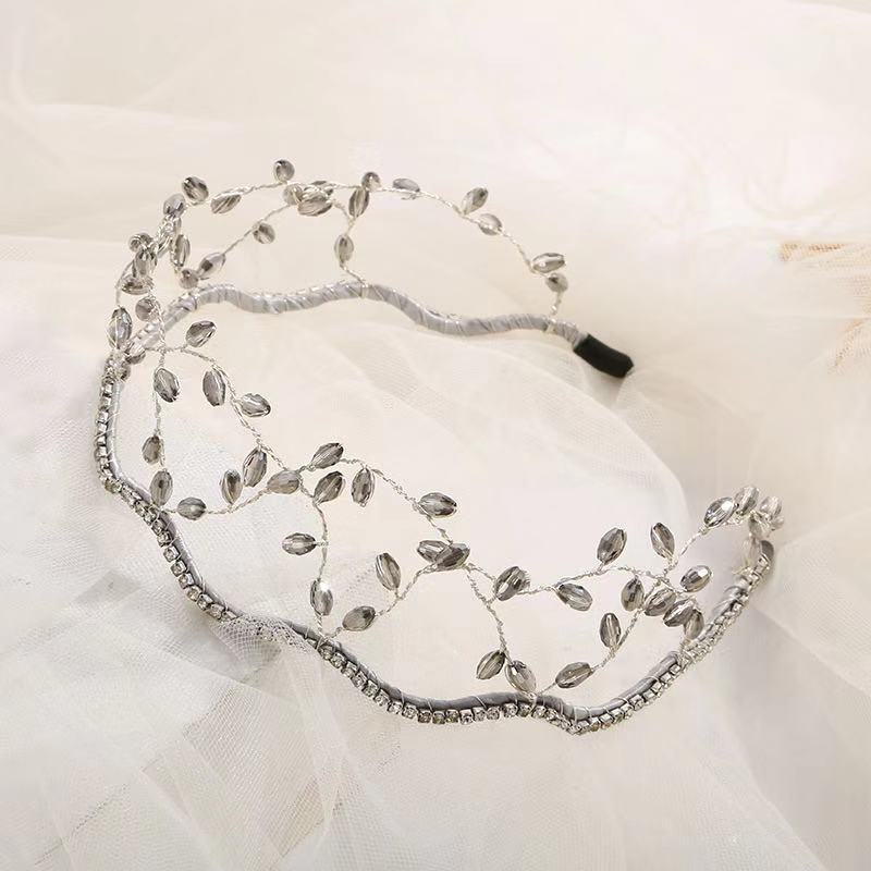 Fashion Leaf Iron Inlay Crystal Rhinestones Hair Band